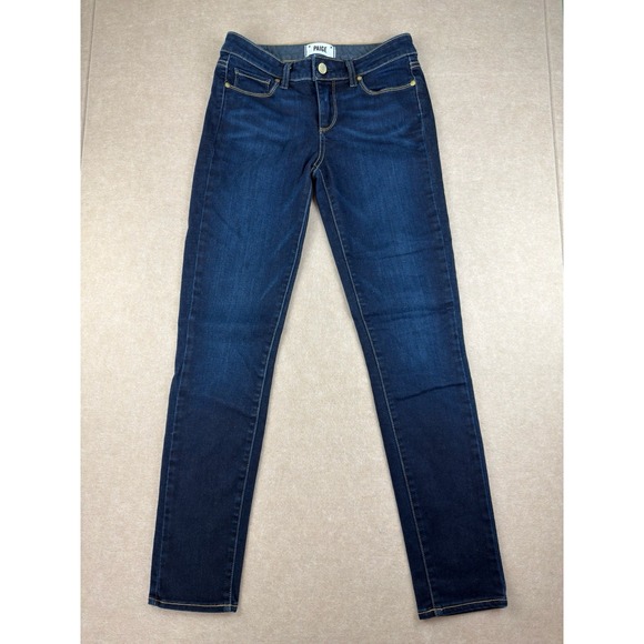 Paige Jeans Womens 27 Blue Skyline Skinny Mid Rise‎ Dark Wash Classic Stretch - Picture 1 of 12